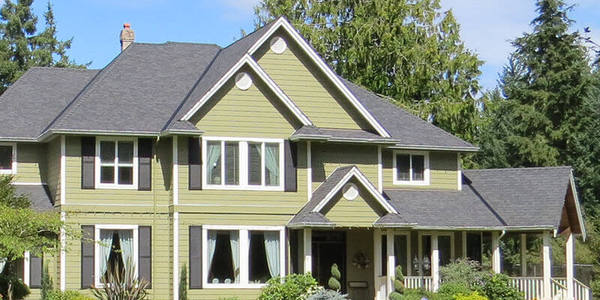 mansion with a complex roof